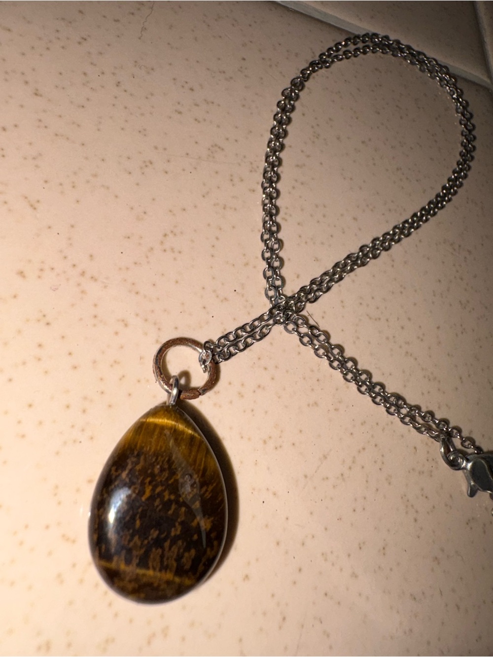 Handmade Tiger's Eye Teardrop Pendant Necklace - Unbranded